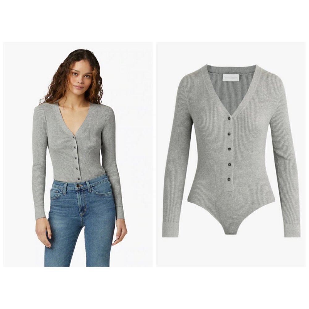 💕FAVORITE DAUGHTER💕 Bodysuit Knit Cardigan Long Sleeve ~ Moth Gray XS NWT
